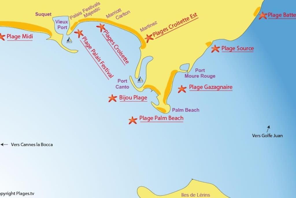 Cannes Palm Beach Parking, Clim, Wifi Plage 2' A Pieds Eksteriør bilde